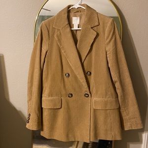 H&M Corduroy Double Breasted Oversized Blazer Jacket
